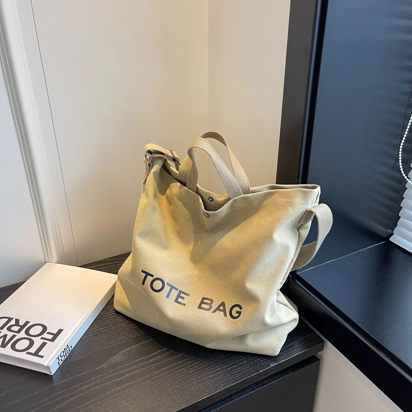 Premium Thickened Canvas Retro Tote | Large Capacity Women’s Commuter Handbag | High-End Sense Student Shoulder Bag with Interior Zipper Pocket Luxegan