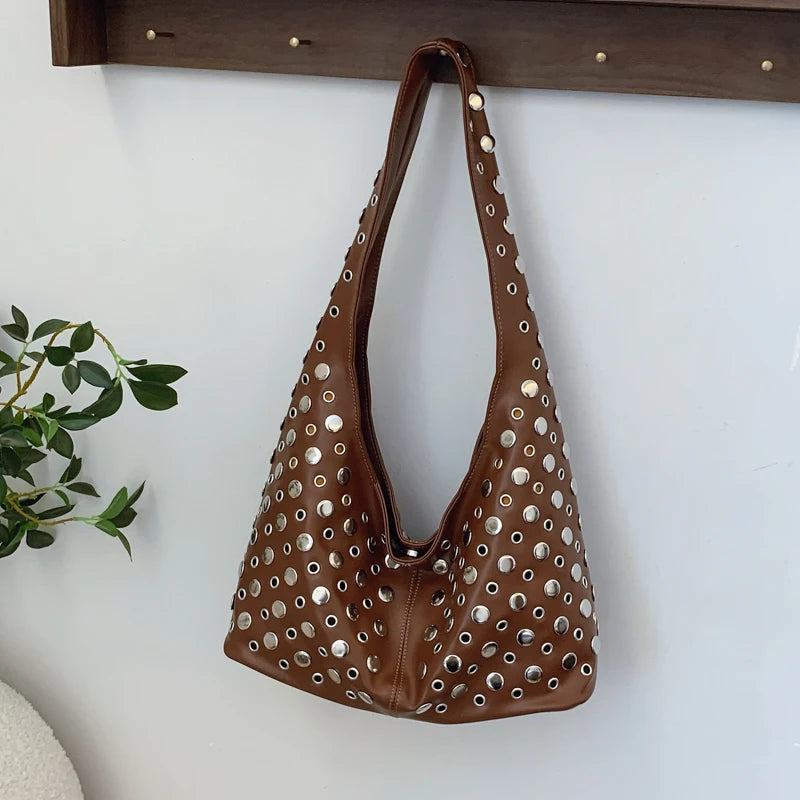 Women's Large Capacity Underarm Shoulder Bag | Trendy Thread-Patterned Casual Handbag | Premium TPU Versatile Crossbody Purse | Soft Bucket Tote with Dual Straps and Nylon Lining Luxegan
