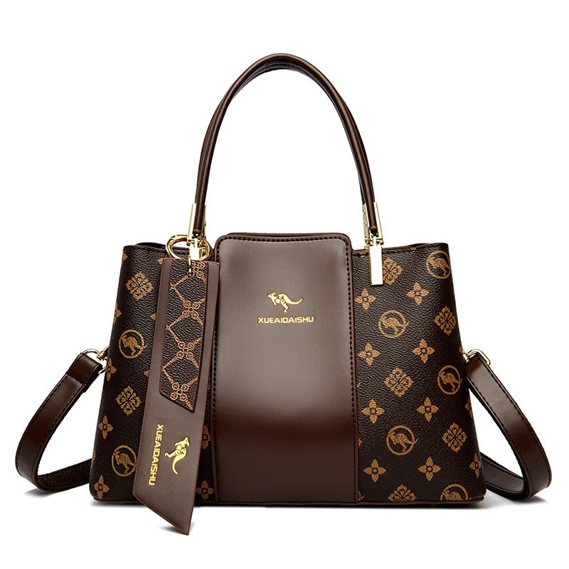 Luxury Handbag Fashion Print Large Capacity Soft Leather Women Shoulder Crossbody Bag | Leisure Designer Ladies Purses and Handbag Luxegan