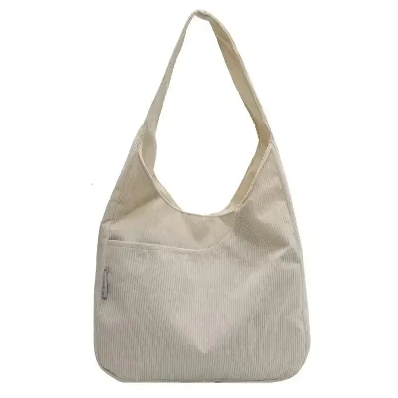 Canvas Corduroy Tote Bag | Simple Casual Large Capacity & Solid Shopper Bag Luxegan