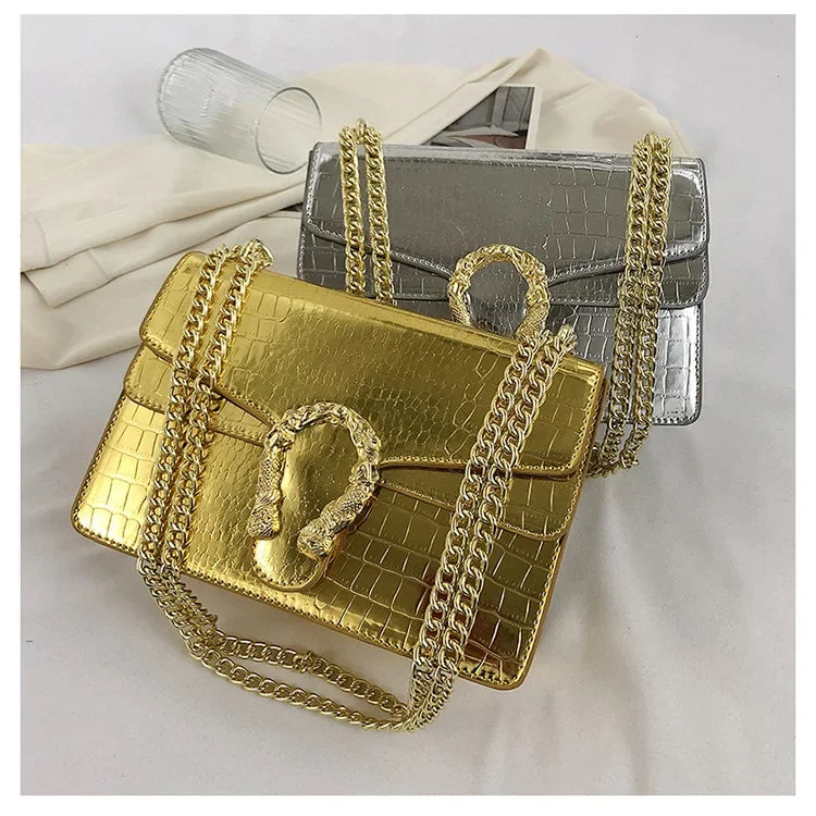 Hot Sale: New Crocodile Pattern Women's Bag | Simple Chain Crossbody & High-End Handbag Luxegan