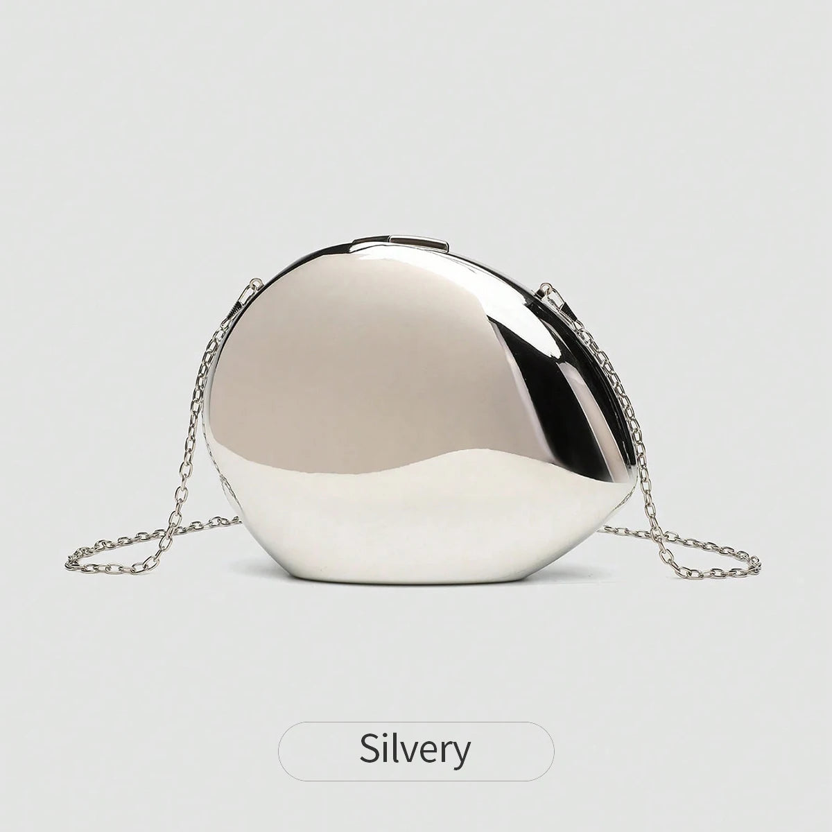 Designer Acrylic Shell Shape Clutch | Sophisticated "Shiny Metal" Silhouette | Elegant Gold and Silver Evening Bag | "Dignified" High-Performance Crossbody Essential for Radiant Versatile Styling Luxegan