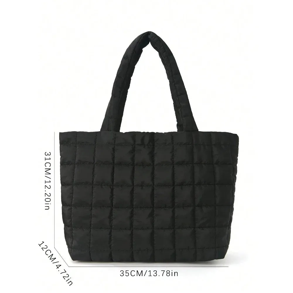 Minimalist Quilted Nylon Tote | Puffy Crossbody Bag for Commuting Luxegan