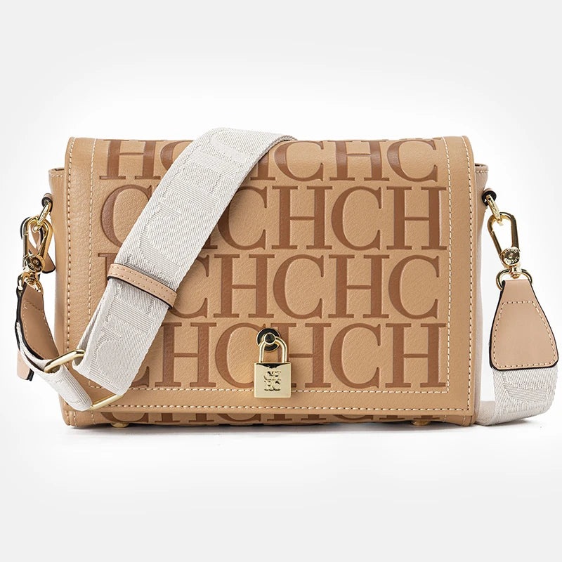 Elegant Letter Print Crossbody Bag | Niche Designer Satchel