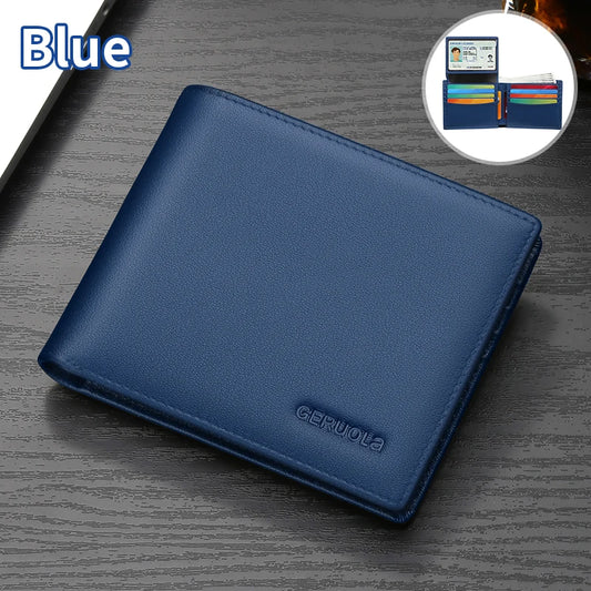 Men's New Arrival Genuine Leather Ultra-Thin Wallet | Premium Cowhide Large Capacity Card Holder | Slim Integrated Mini Money Bag with Cell Phone Pocket & Zipper Closure Model GRL-Q115 Luxegan