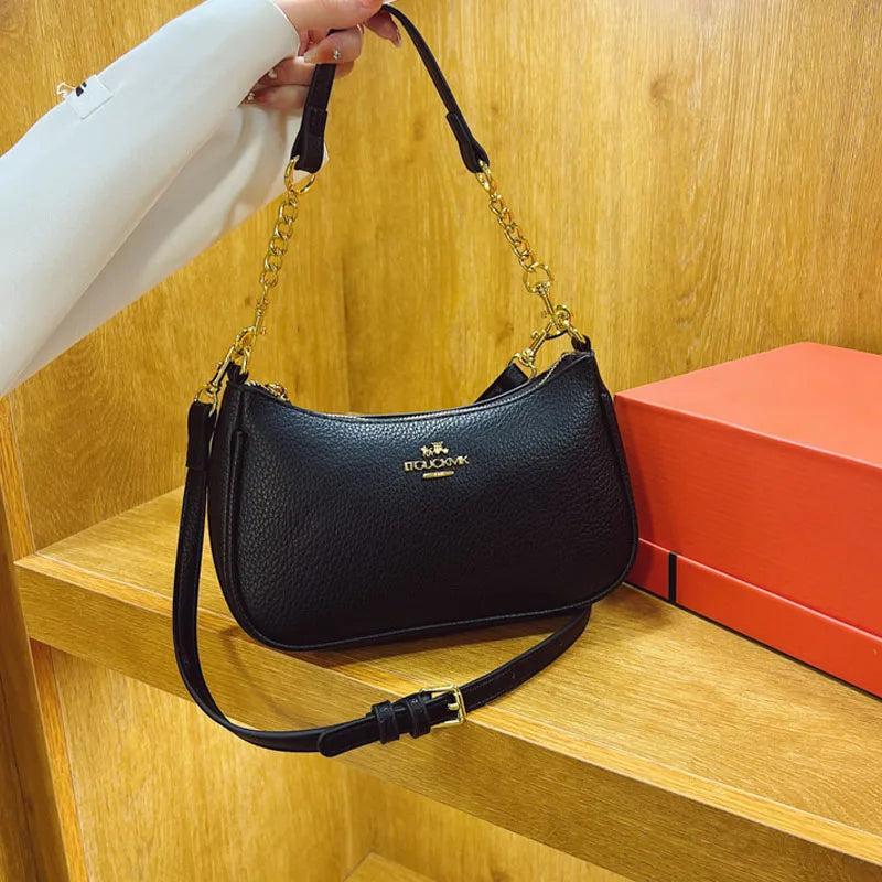 Women’s Luxury Lychee Pattern Crossbody Bag | High-End Soft Leather Underarm Bag | Fashion Casual Dumpling Hobo Tote Luxegan