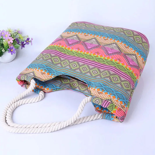 Casual Summer Beach Bag | High-Quality Canvas Handbag & Lunch Tote Luxegan