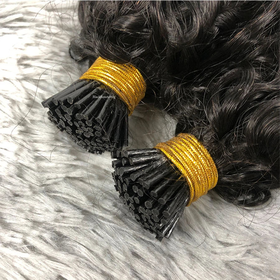 Curly I-Tip Hair Extensions | Pre-Bonded Microlink Style Luxegan