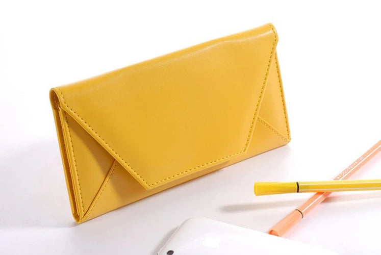 Women’s Envelope PU Leather Wallet | Sophisticated Long ID Card Holder | Elegant Thin Money Purse Clutch | "Dignified" Solid Casual Wallet for Versatile Daily Organization Luxegan
