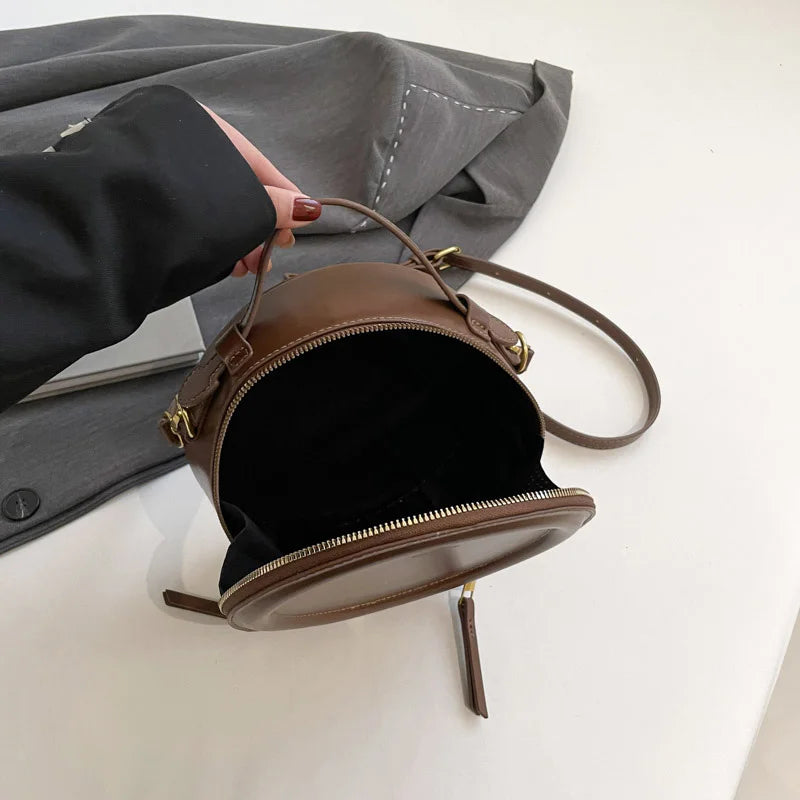 Round Crossbody Bags for Women | High Quality PU Leather Designer Shoulder Bag & Female Clutch Purse (Solid, Soft) Luxegan