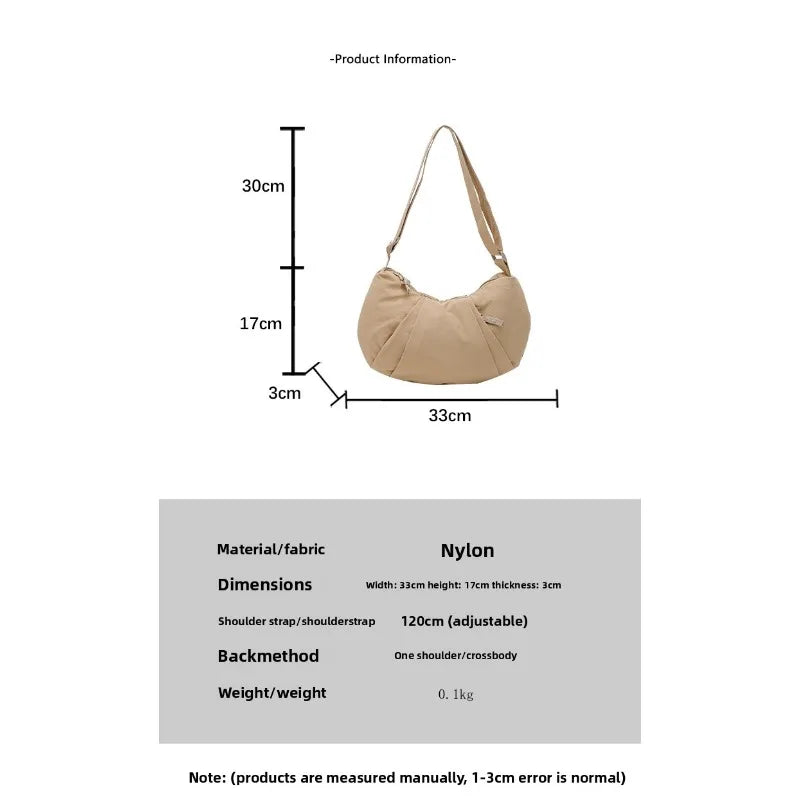New Large-Capacity Crescent Bag for Women | Trendy Casual Nylon Shoulder & Crossbody Bag (Simple Croissant Style, Commuting) Luxegan