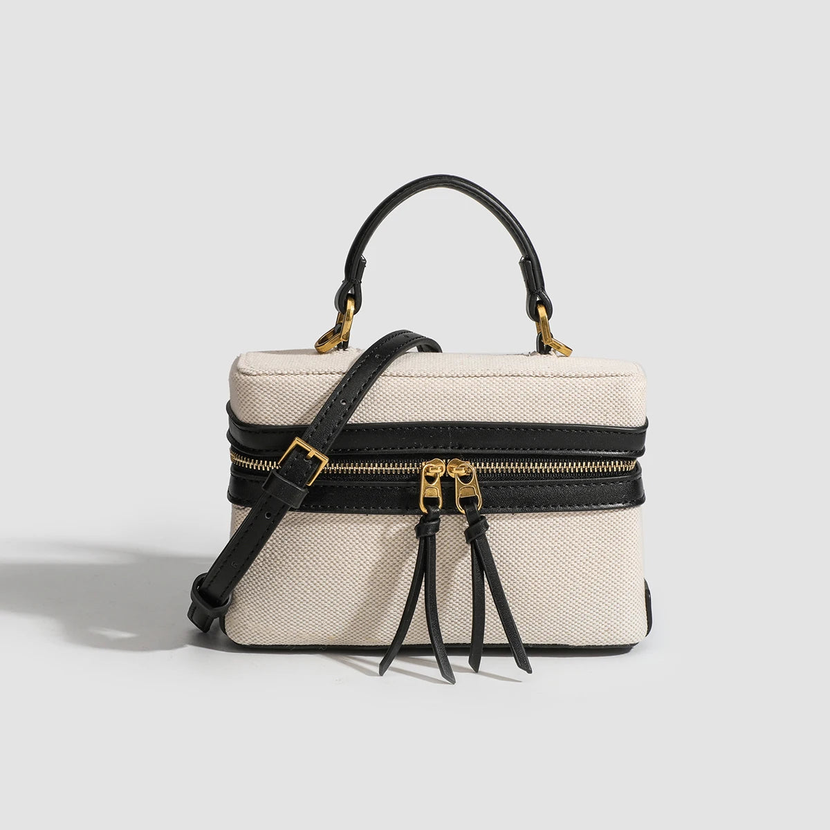 Women's Retro Canvas Spliced Lunch Box | Commuter Portable Shoulder Crossbody Small Square Bag Luxegan