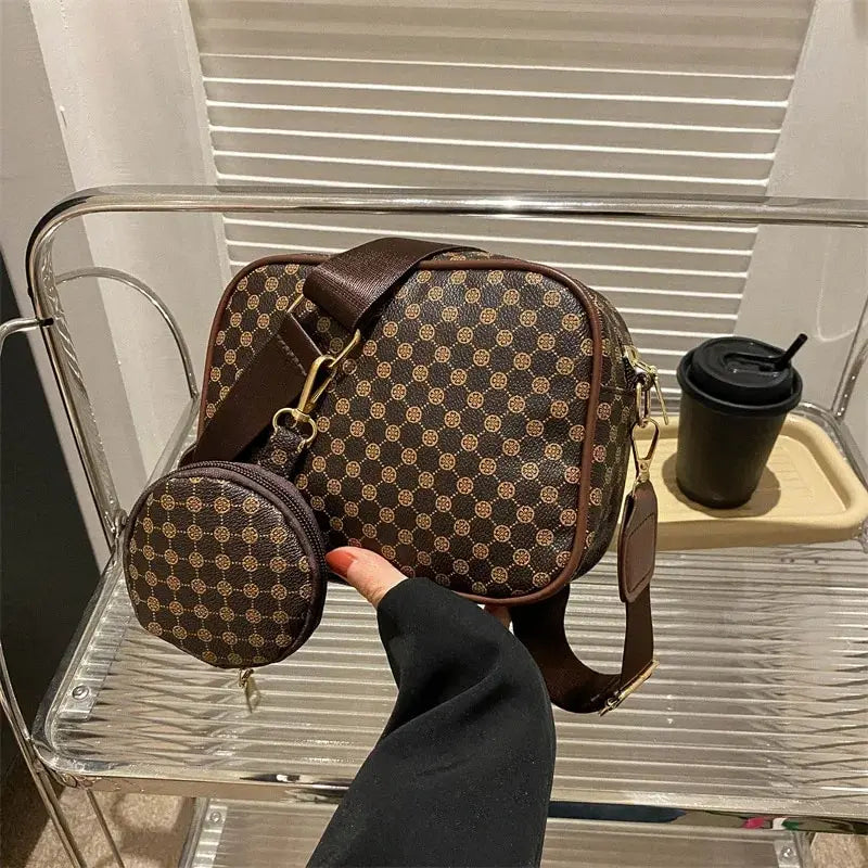 PU Leather Plaid Casual Tote | Moderate Hardness Vintage Handle Crossbody Bag Luxegan