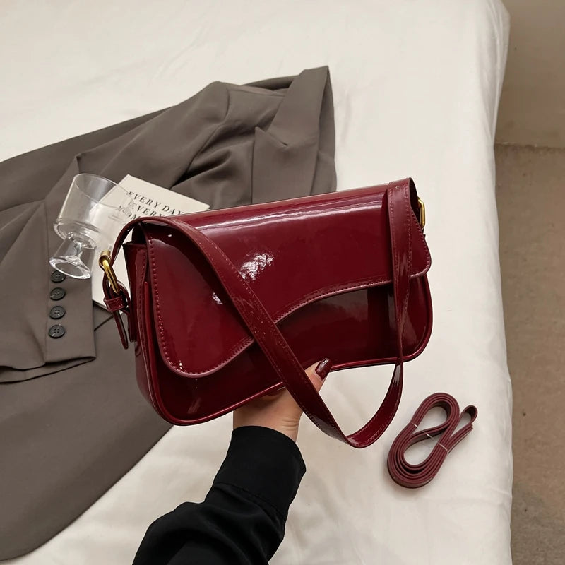 Elegant Solid Saddle Bag | Versatile Shoulder & Crossbody Purse Luxegan