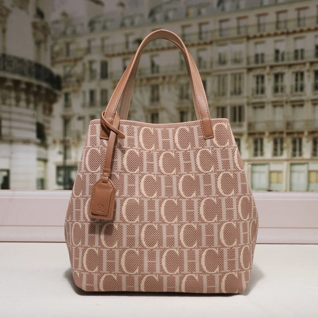 Women’s Large Capacity Fashion Tote Bag | Classic Solid Color High-Quality Shoulder Bag | CH Luxury Brand Inspired Shopping Handbag | Versatile Large Daily Tote (Model 230917) Luxegan