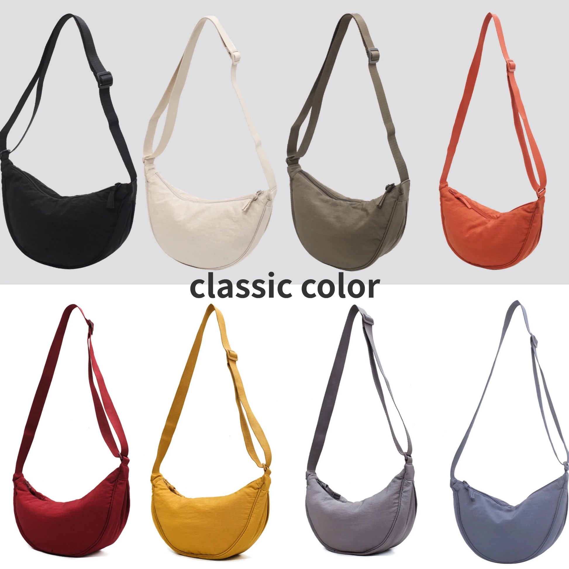 Simple Solid Color Nylon Padded Crossbody Bag | Portable Female Travel Purse & Shoulder Handbag (Messenger Style) Luxegan
