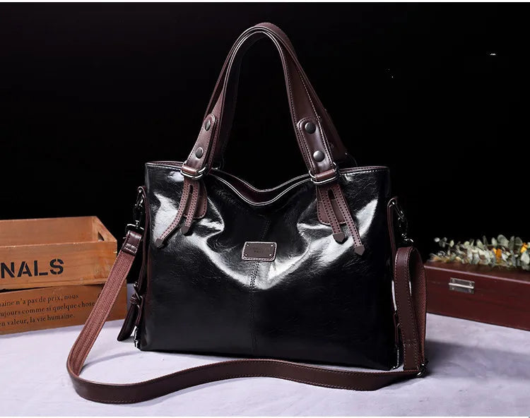 New Fashion Casual Tote Bag | Women's Handbags & Soft Leather Shoulder Bags (Vintage Big Capacity Crossbody Hand Bag) Luxegan