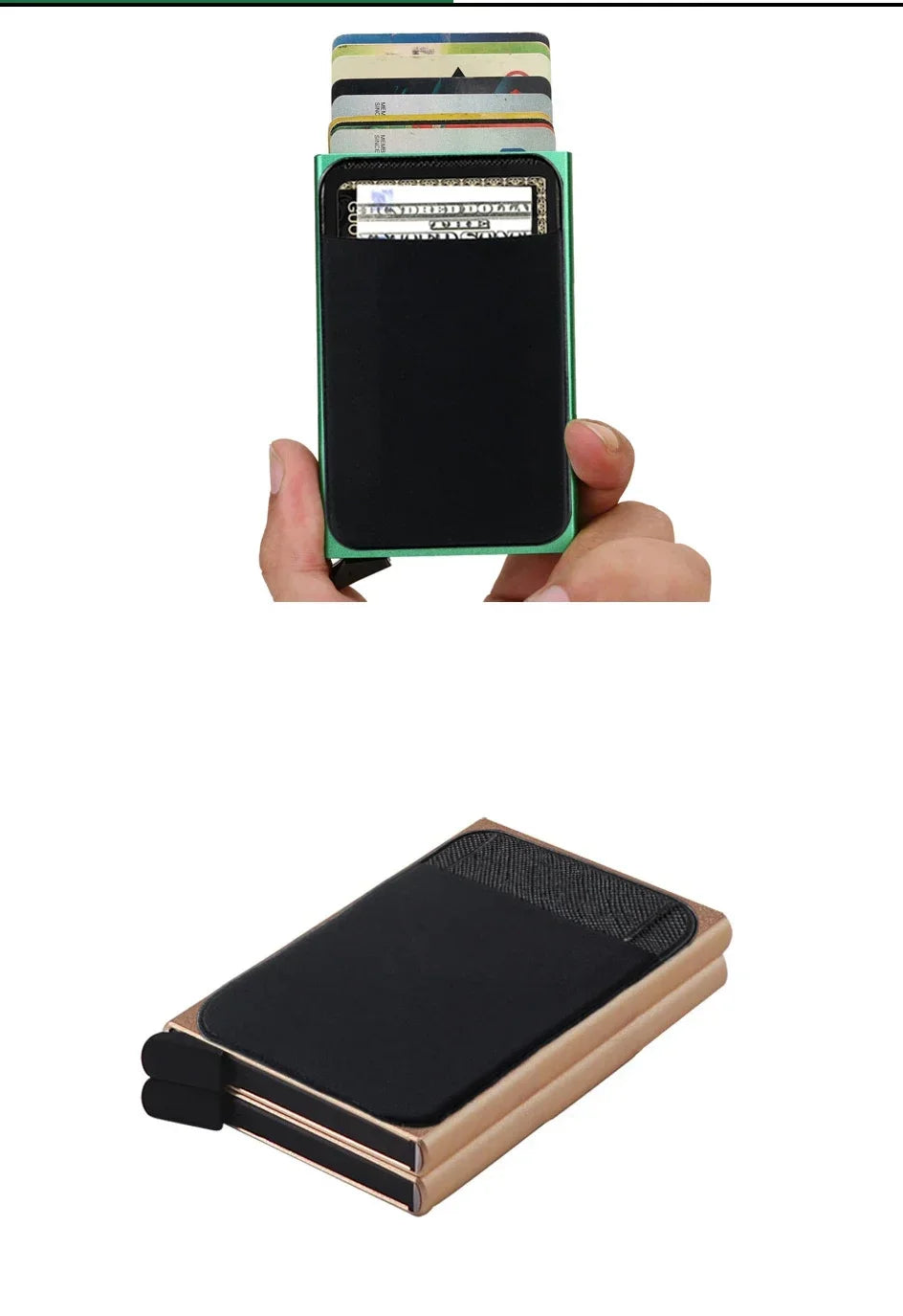 Automatic Pop Up Wallet Aluminum Double Card Case RFID Credit Card Holder Minimalist Metal Wallet Hold 12 Cards Wallet for Men