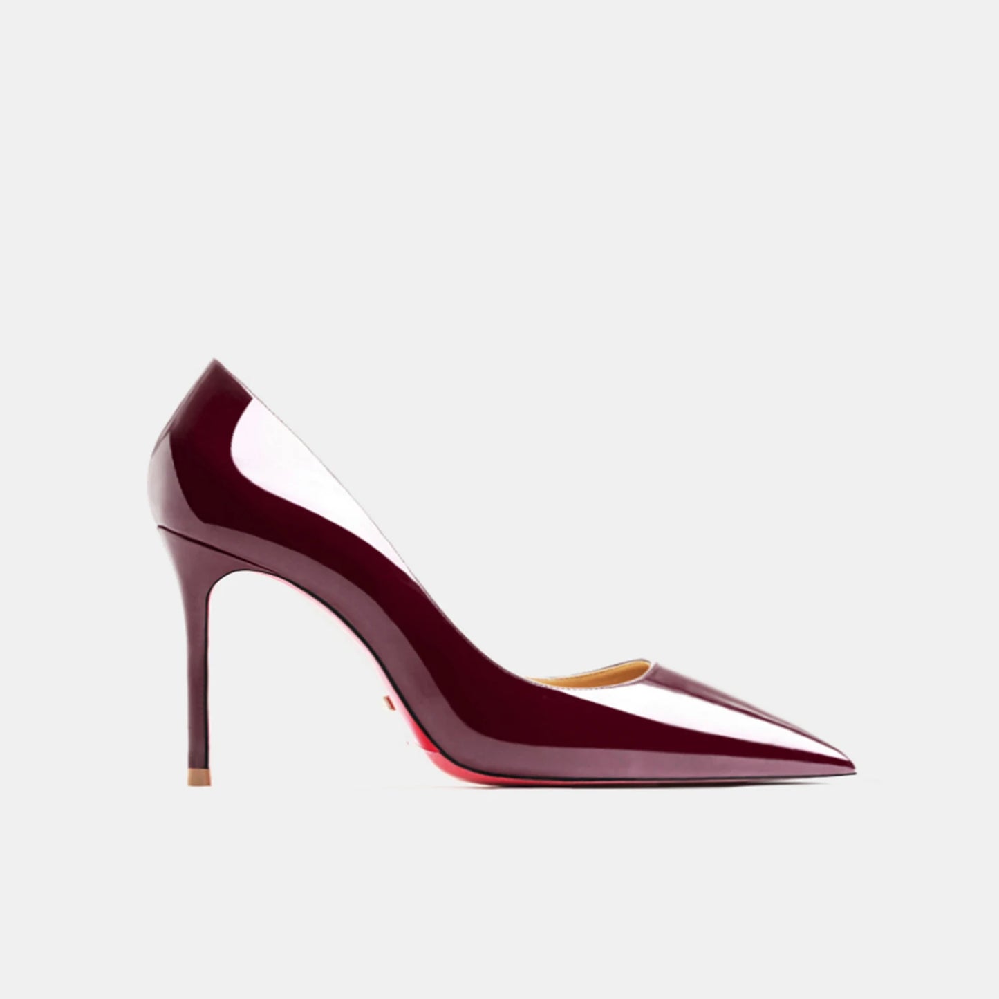 Designer Luxury Brand Stilettos | Sophisticated Red-Bottom Patent Leather Pumps | Elegant "Handmade Classics" Silhouette | "Dignified" Sexy Pointed Toe Party Shoes for Radiant Versatile Styling Luxegan