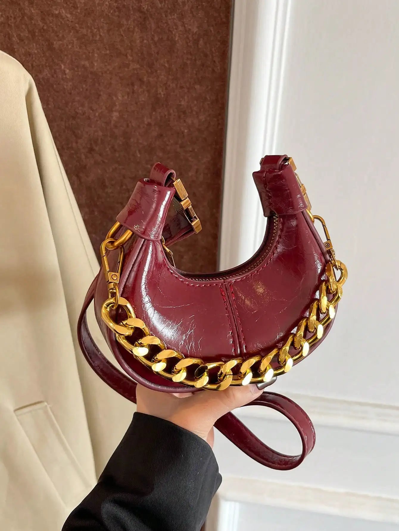 Elegant Hobo Top Handle Bag | Small Minimalist Chain Shoulder Purse Luxegan