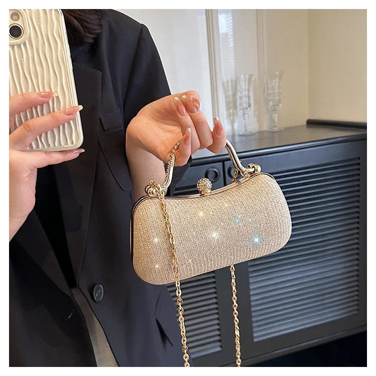 Elegant Chain Evening Dinner Bag | Vintage Shell Shoulder Bag for Women | Fashionable Top-Handle Satchel | Chic PU Leather Underarm Crossbody Bag Luxegan
