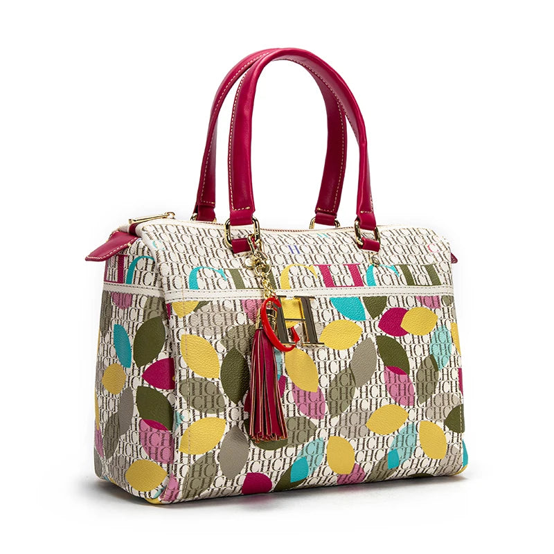 Luxury Jacquard Bowling Bag | Colorful PVC Commuter Crossbody Luxegan