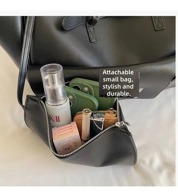Bolso Tote de Marca Diseño Rodeo Lock Bolso de Mujer Gran Capacidad Bolso de Hombro para el Trabajo Cuero PU Hebilla Punk Bolso de Mano Sencillo y Versátil
