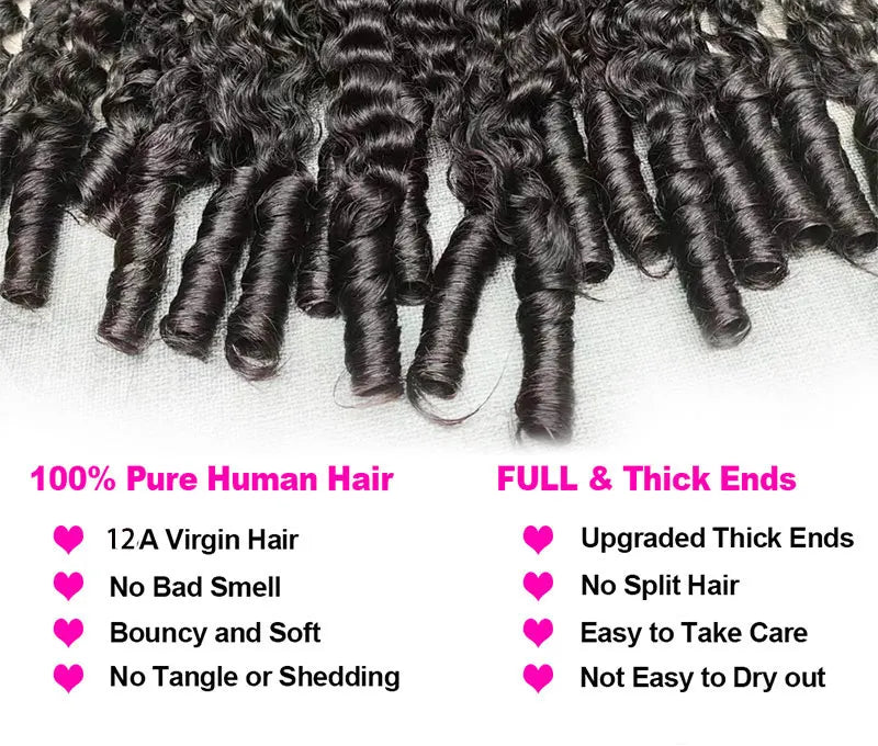 12A Grade Raw Virgin Burmese Pixie Curly Human Hair Bundles | 100% Authentic Brazilian Human Hair Weaving | Machine Double Weft Curly Extensions for Full Head (1 / 3 PCS Multipack) Luxegan