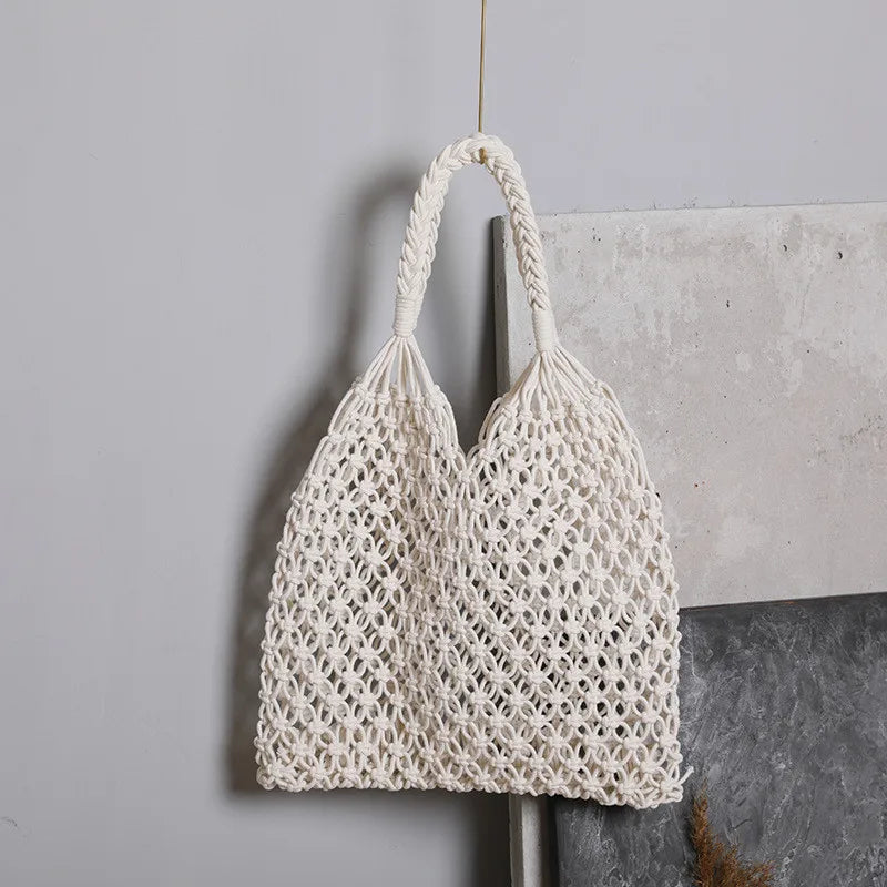 Women's Large Capacity Straw Handbag Totes | Hollow Out Shoulder Bags & Vintage Travel Beach Bag (Shopping Pack) Luxegan