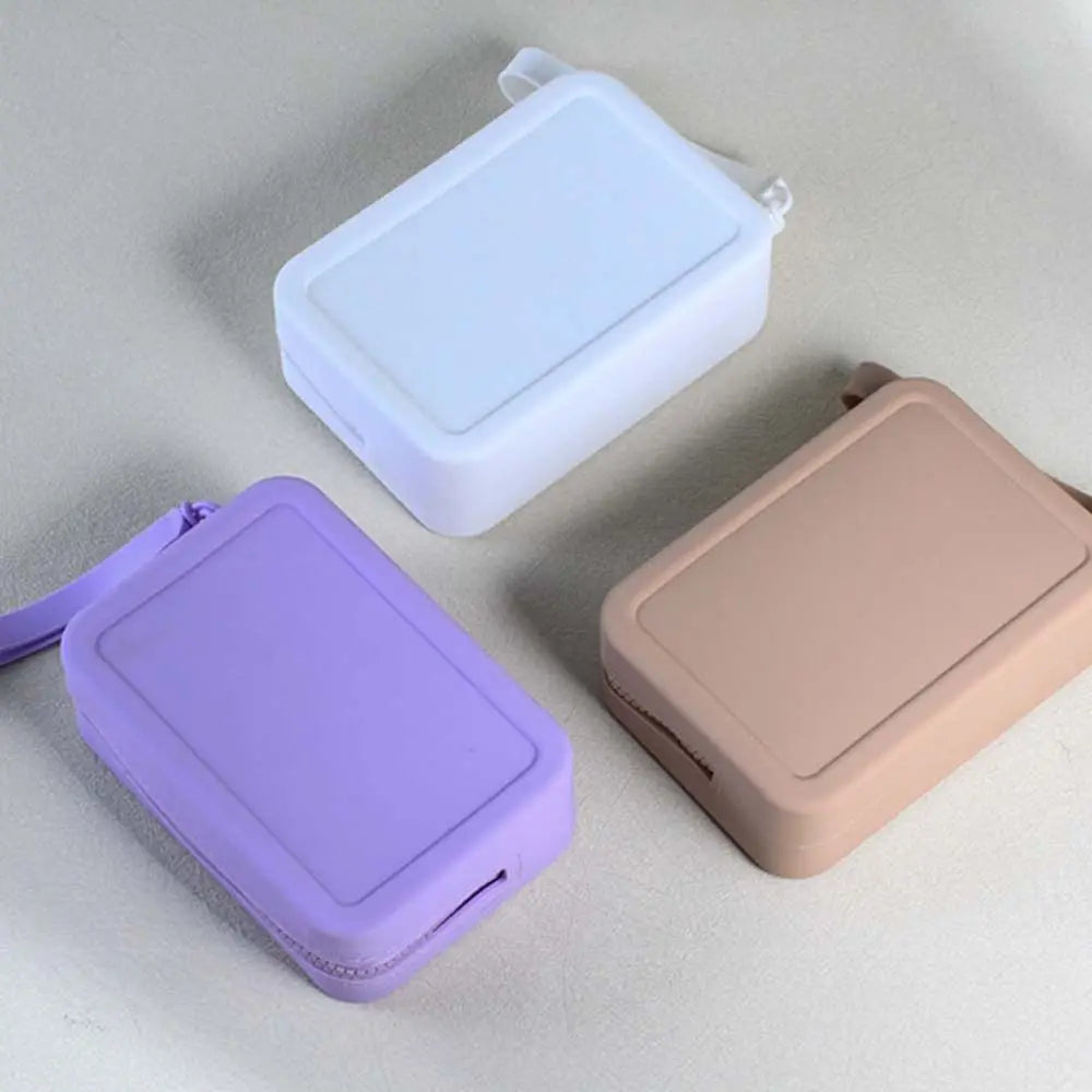 Morandi Color Silicone Cosmetic Bag | Rectangle Large Capacity Multifunction Storage Pouch | Solid Color Zipper Coin Purse Luxegan