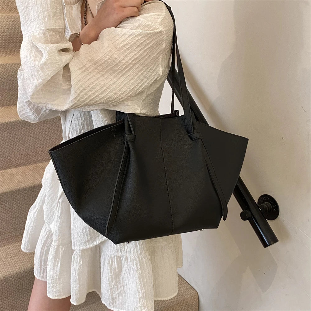 Luxury Designer 2-in-1 Shopper Tote Set | Branded Soft PU Leather Shoulder Handbag for Women (Big Capacity) Luxegan