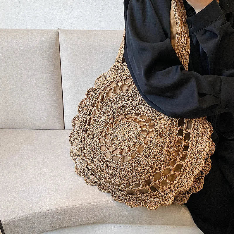 Bohemian Straw Bags for Women | Circle Beach Handbags & Rattan Shoulder Bags Luxegan