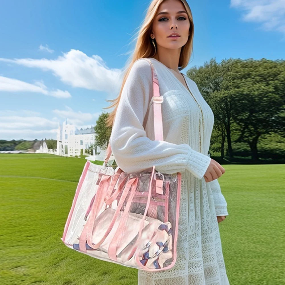Transparent PVC Large Capacity Tote Bag Luxegan