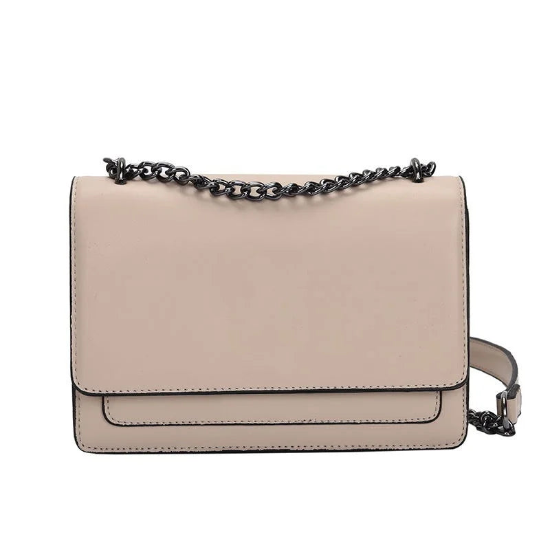 Urban Minimalist Chain Handbag | Sophisticated "Small Square" Silhouette | Elegant Snap-Secure Flap Crossbody | "Dignified" High-Performance Vegan Leather Accessory for Radiant Versatile Styling Luxegan
