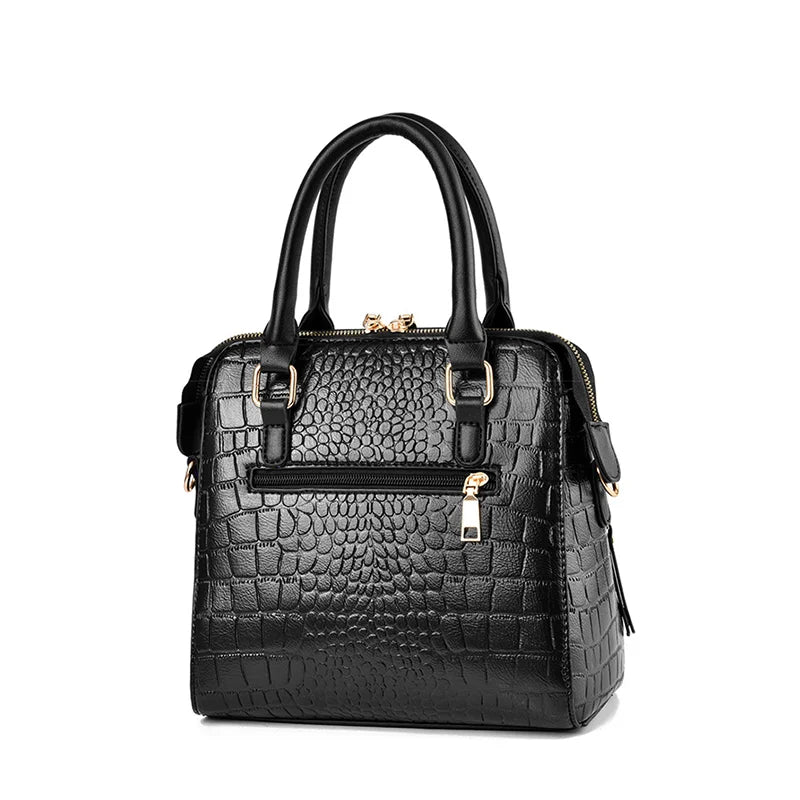 Luxury Crocodile Pattern Handbag | PU Leather Tassel Shoulder Bag Luxegan