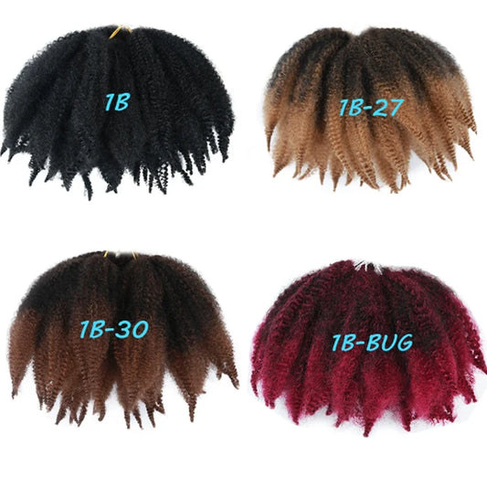 Short Afro Kinky Curly Crochet Braiding Hair 8in | Marley Twist | 4 Colors - view 2