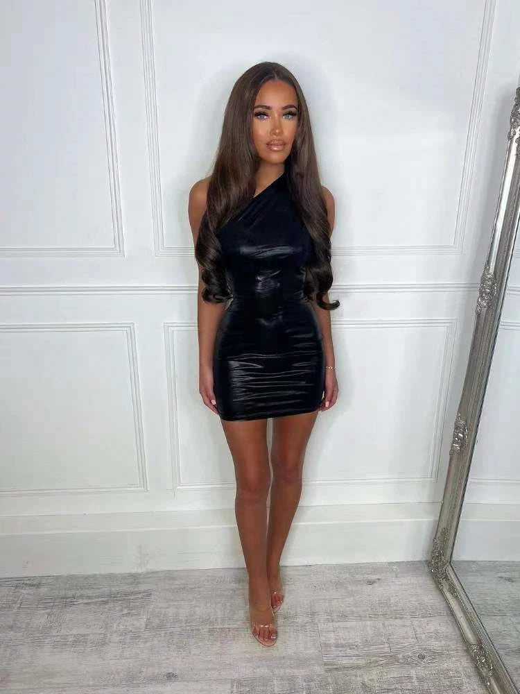 Women's One Shoulder Bodycon Mini Dress Luxegan