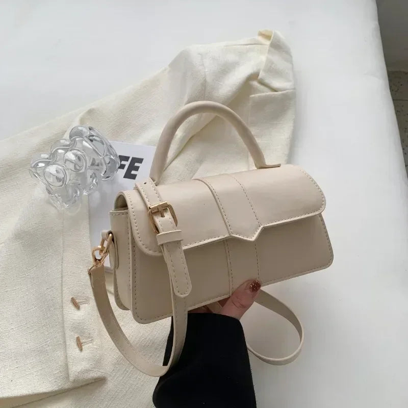 Vintage Square Satchel | Hard PU Leather Underarm & Crossbody Bag Luxegan