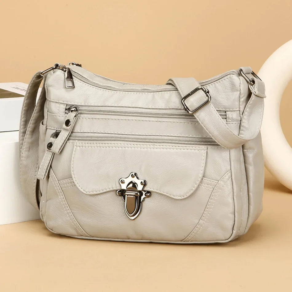 Retro Multi-Pocket PU Leather Handbags | Luxury Designer Shoulder Bag Luxegan