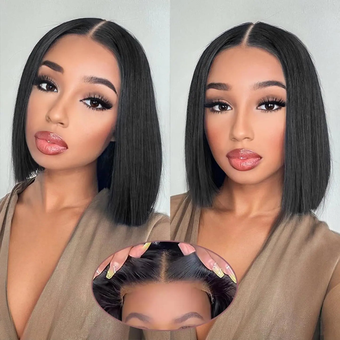 Wear And Go Bob Straight Pre Cut Lace Front Wigs | Black