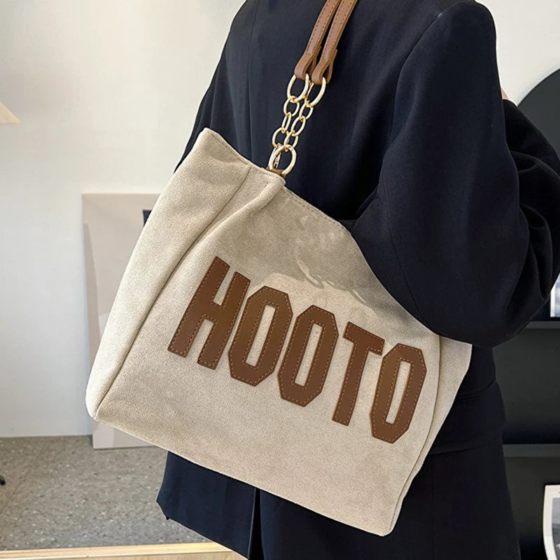 New Fashion Canvas Large Capacity Shoulder Tote Bag for Women | Letter Printed Daily Shopping Handbag Luxegan