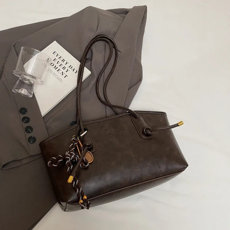 Retro Y2K Soft PU Leather Crossbody Tote Luxegan