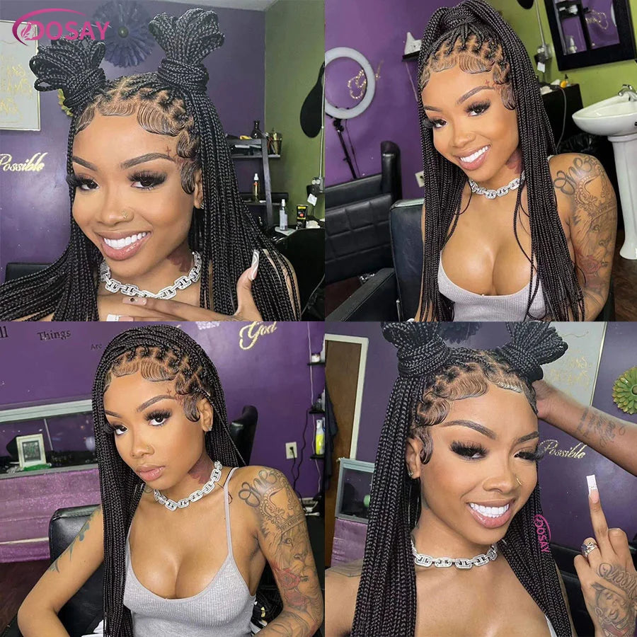 36 Inch Knotless Cornrow Box Braided Wig | HD Full Lace | Hand Tied