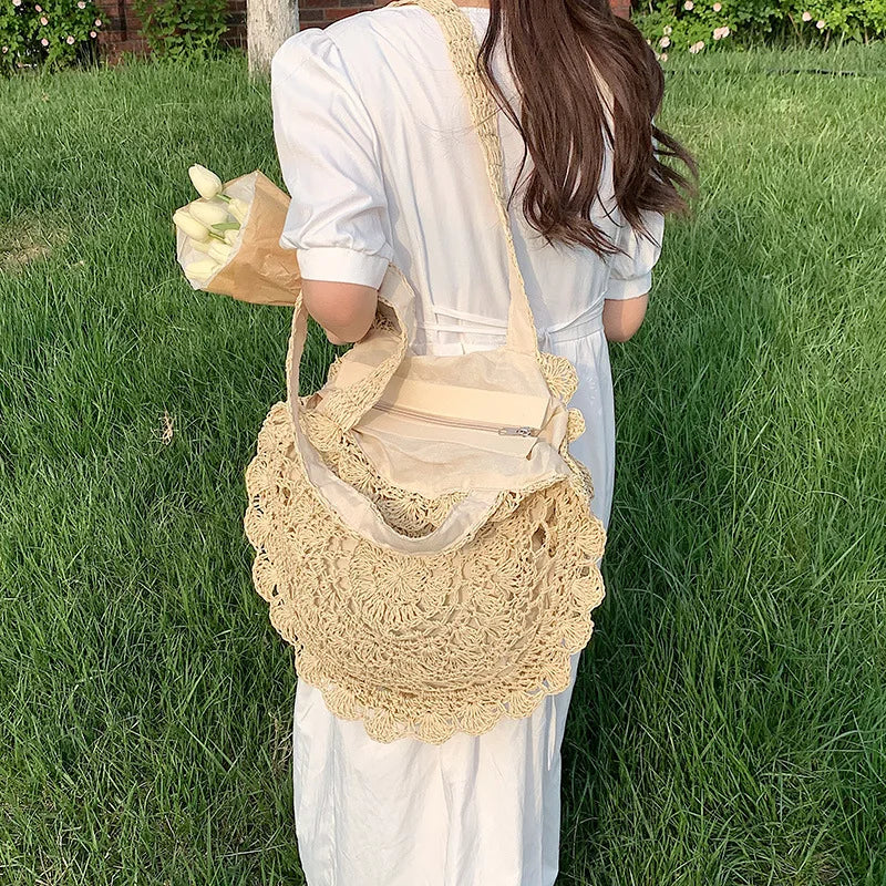 Bohemian Straw Bags for Women | Circle Beach Handbags & Rattan Shoulder Bags Luxegan