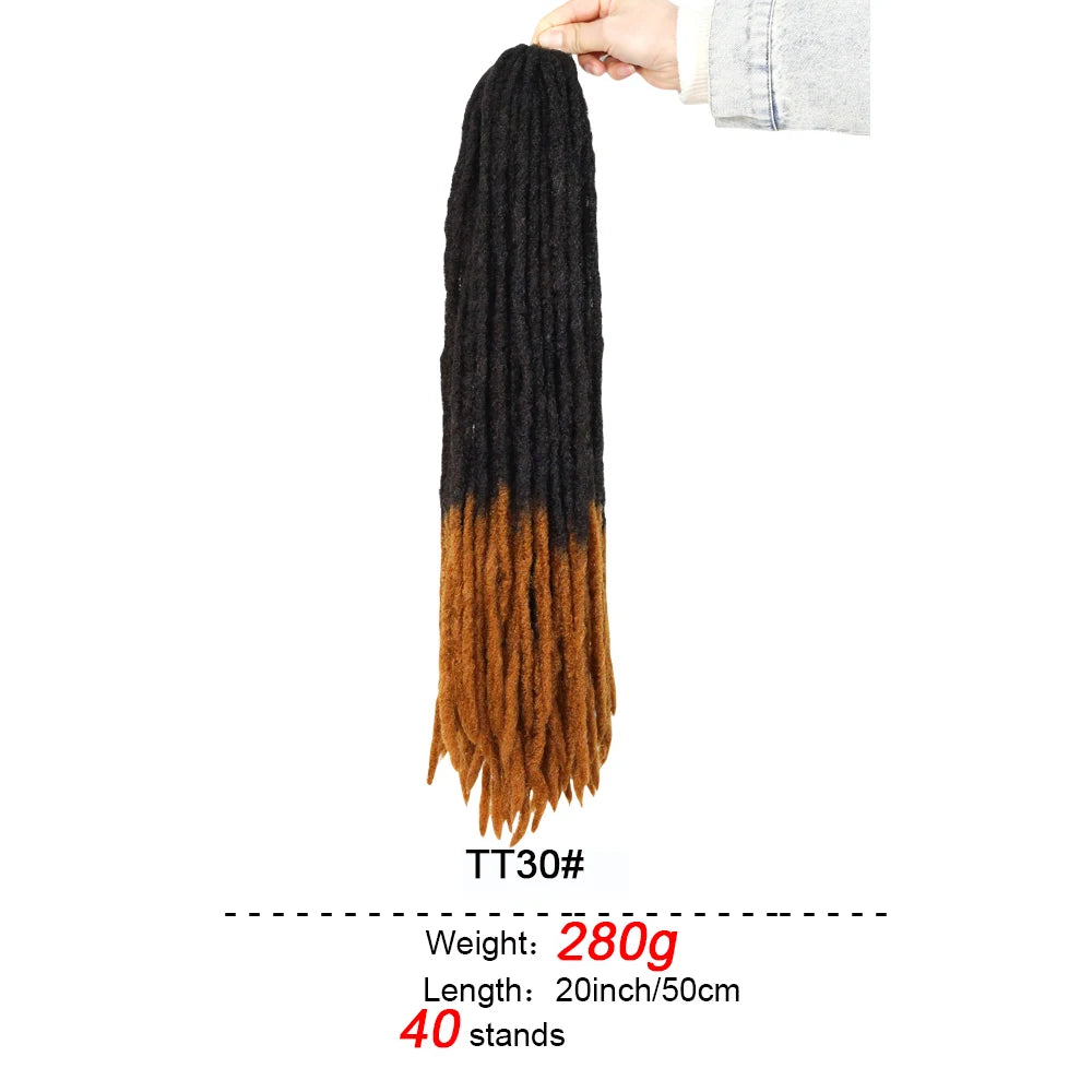 20-Inch Ombre Soft Dreadlocks Crochet Hair | Straight Synthetic Faux Locs for Black Women (Kanekalon Fiber) Luxegan