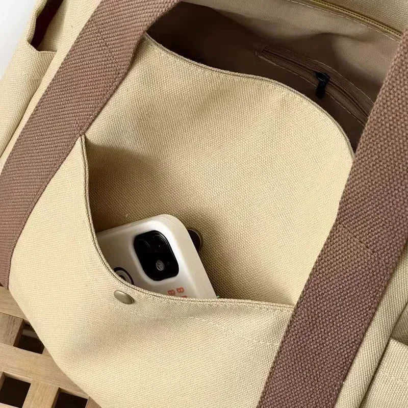 Large Capacity Canvas Tote Bags for Work Commuting | Carrying Bag College Style Student Outfit | Book Shoulder Bag (Bolsos Para Mujer) Luxegan