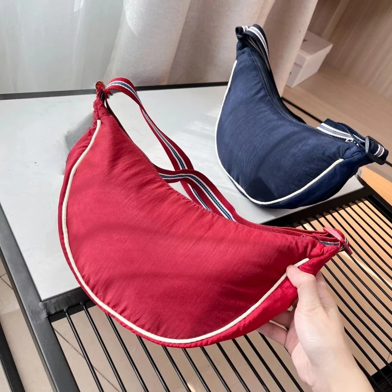 Nylon Solid Hobo Bag | Soft Lightweight Large Capacity Shoulder & Crossbody Bag Luxegan