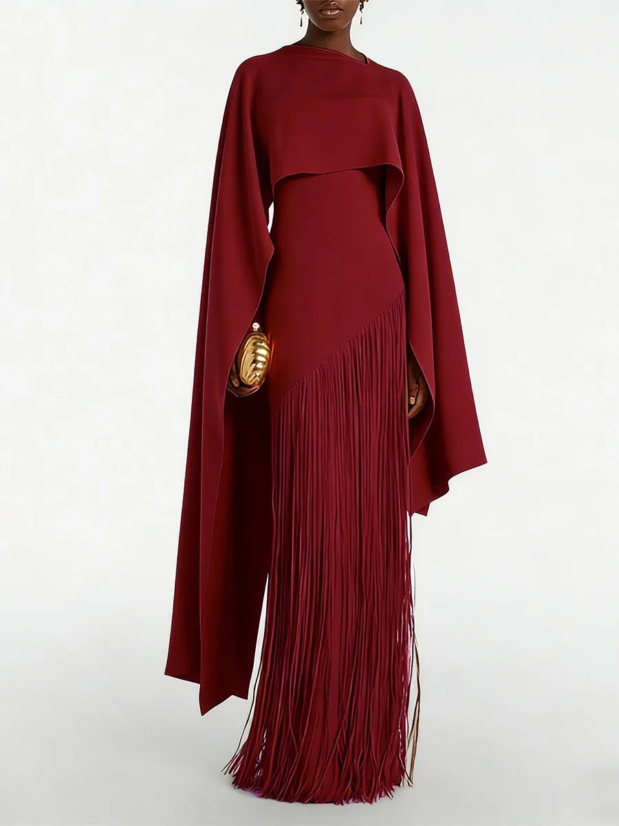 Solid Classic Strapless Sleeveless Slim Sheath Ankle-Length Dress with Tassel Detailing – Non-Stretch Woven Polyester, Empire Waist, Spring/Autumn Luxegan