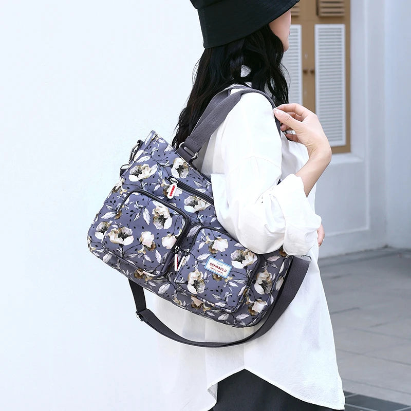 Fashion Floral Pattern Large Capacity Women Handbag | High Quality Fabric Casual Tote & Multi-pocket Shoulder Bag (SAC) Luxegan