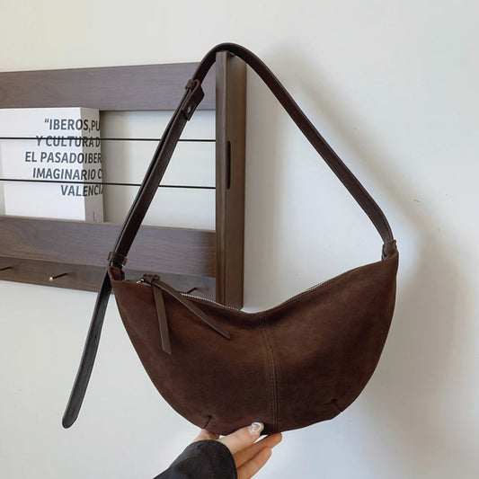 Soft Suede Hobo Crossbody | Simple Winter Shopper Bag Luxegan